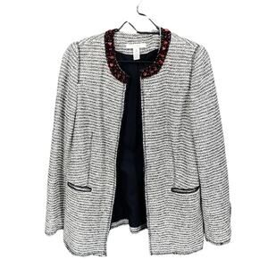 Chico's Women's Tweed Open Front Blazer Jacket Size 0/S/4 Career Work Wear